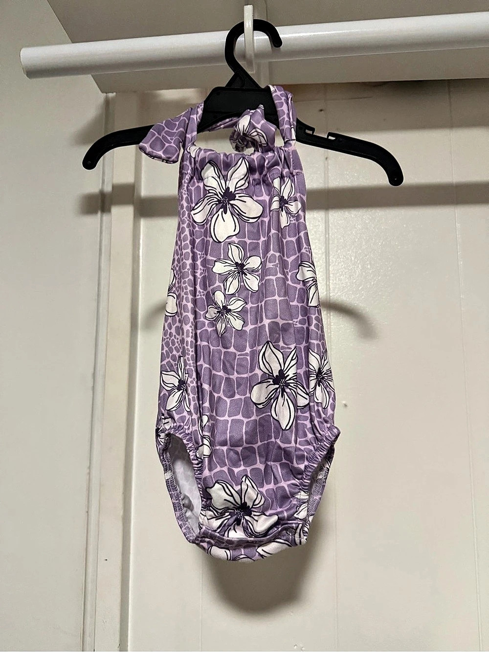 Girls Floral purple halter onsie